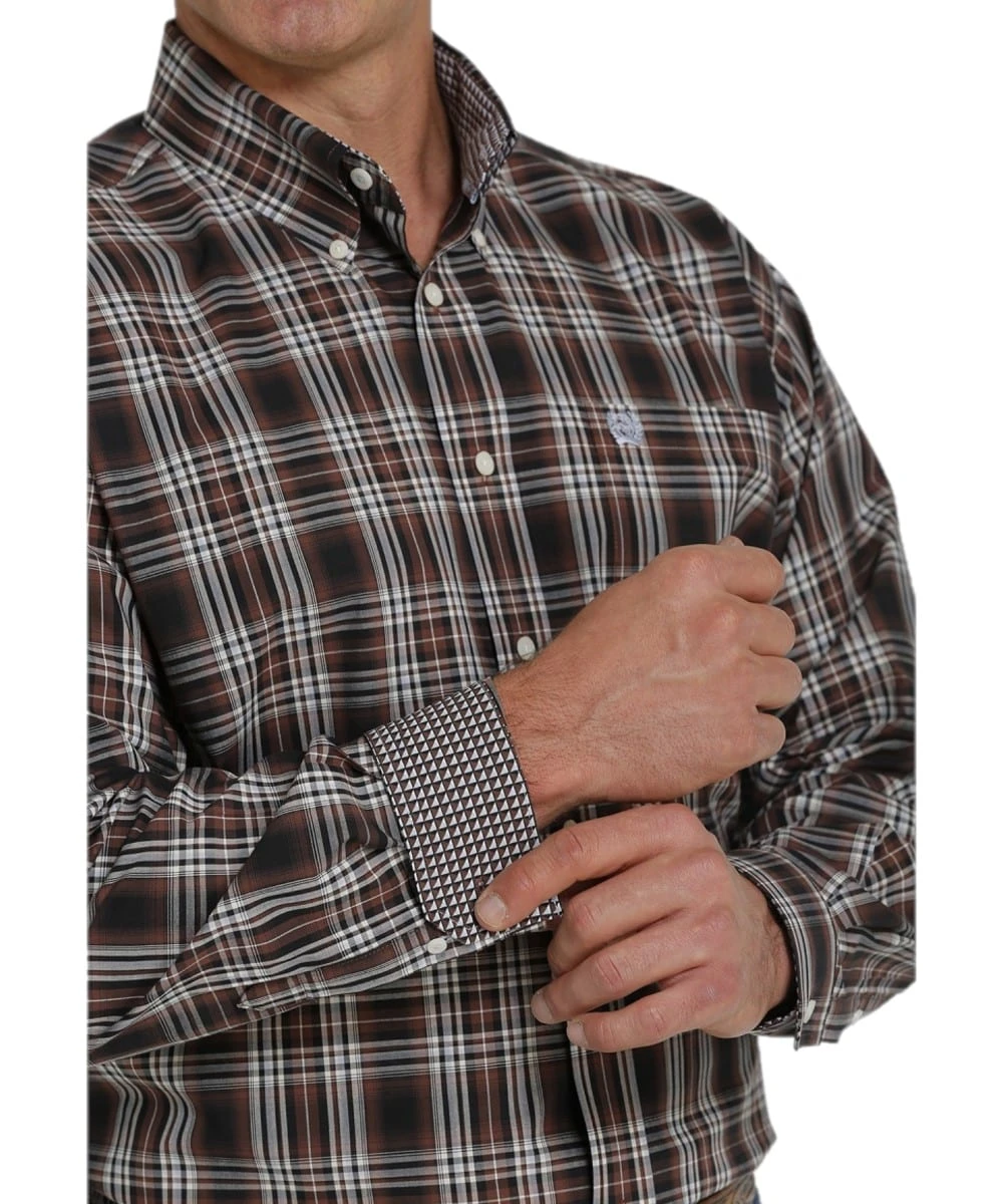 Cinch Men's Brown Plaid Button Down Shirt 2 Cinch Men's Brown Plaid Button Down Shirt - Image 2