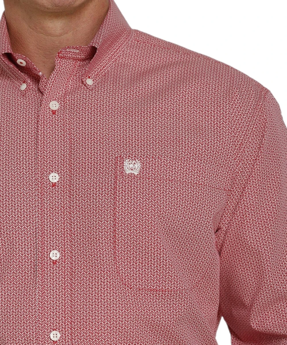 Cinch Men's Red Geo Print Button Down Shirt 2 Cinch Men's Red Geo Print Button Down Shirt - Image 2