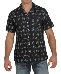 Cinch Men's Cowboy Print Button Down Camp Shirt