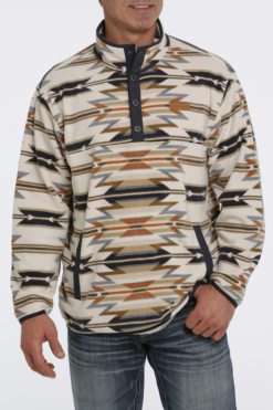 Cinch Men's Cream Aztec Fleece Pullover