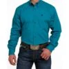 Cinch Men's Long Sleeve Teal Button Down Shirt