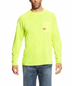 Ariat Men's Rebar Sunstopper Shirt Neon Yellow