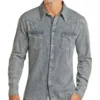 Rock & Roll Cowboy Men's Faded Denim Snap Shirt