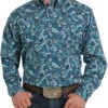 Cinch Men's Blue Paisley Button Down Shirt