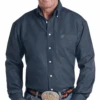 Panhandle Men's Gray Micro Honeycomb Button Down Shirt