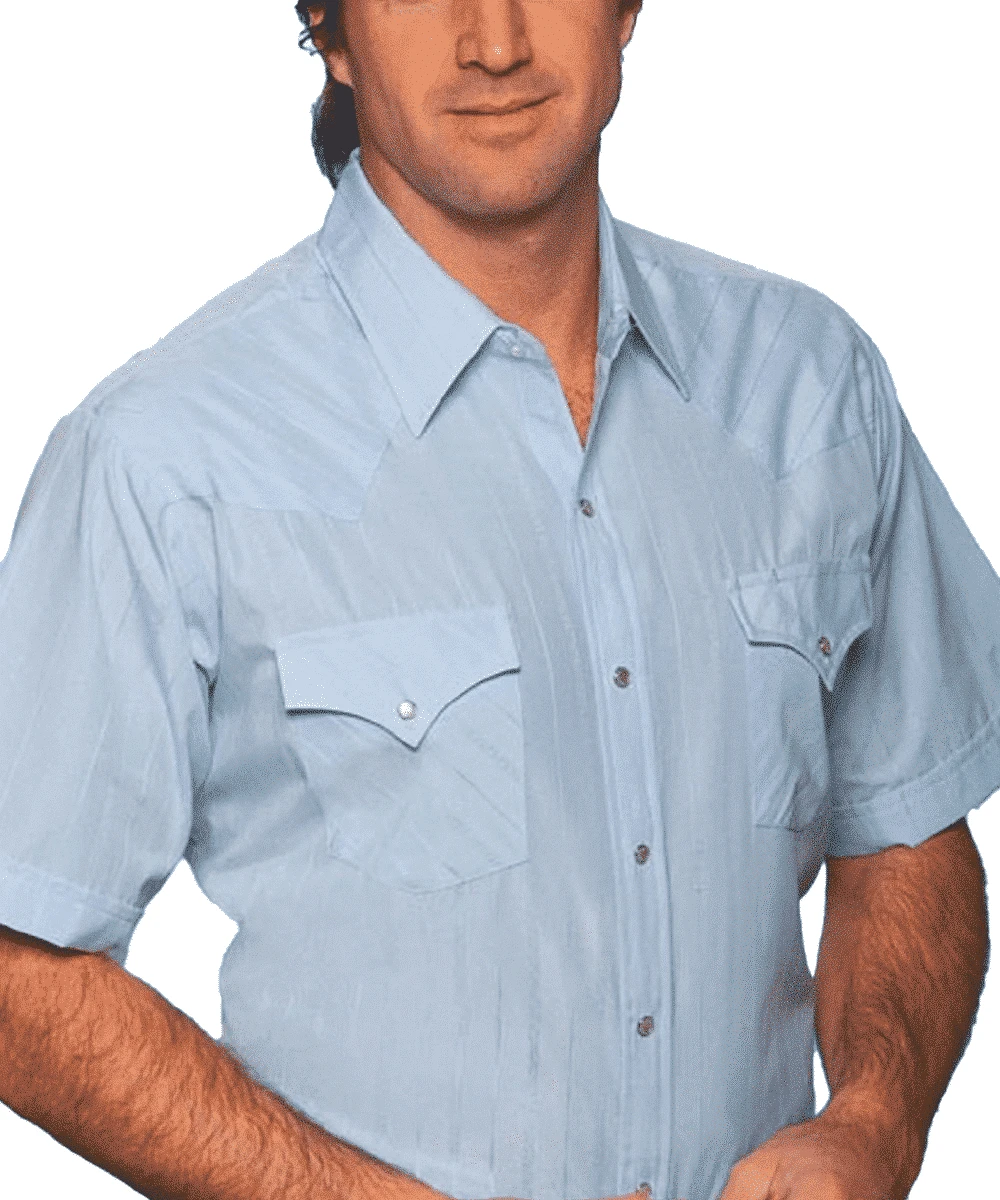 Ely Walker Men's Blue Short Sleeve Snap Shirt 1 Ely Walker Men's Blue Short Sleeve Snap Shirt